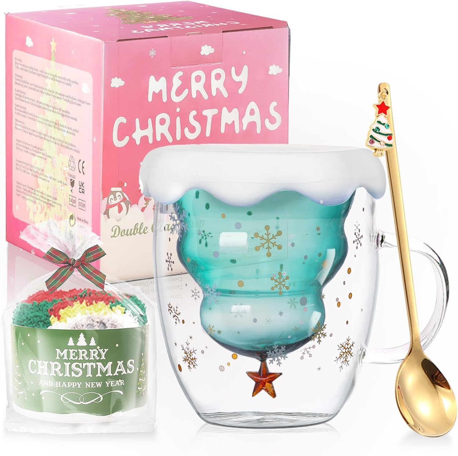 Cute Christmas Tree Mugs  Walled Glasses Coffee Mug (Green)